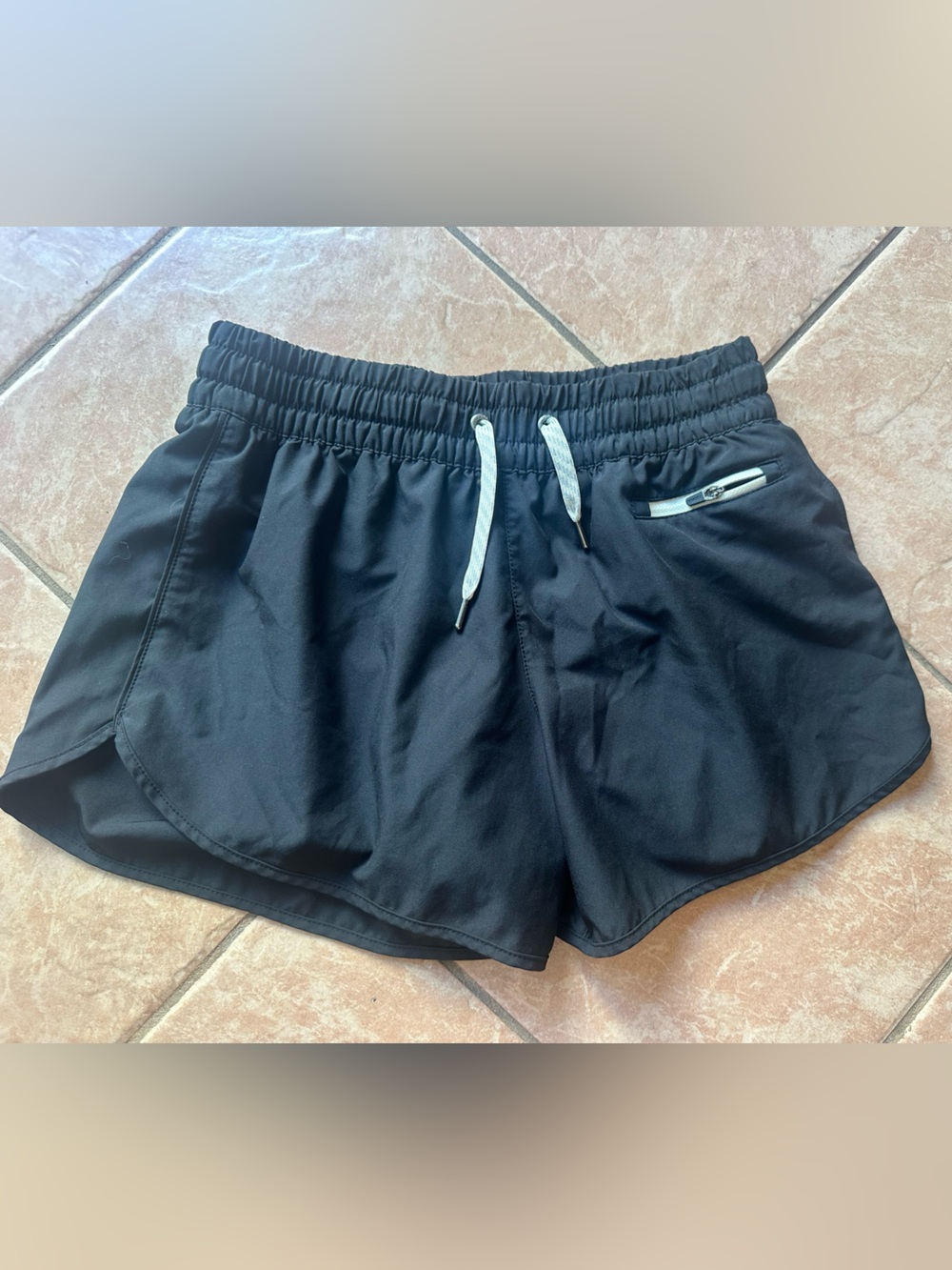Black Athletic Running Shorts with Drawstring